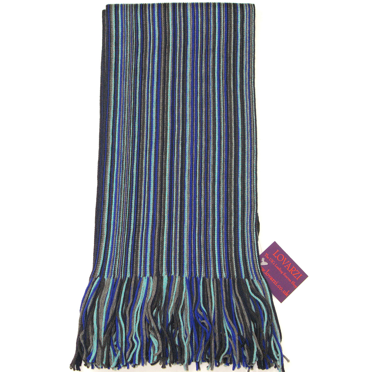 Mens Extra Fine Striped Merino Wool Scarf Lovarzi