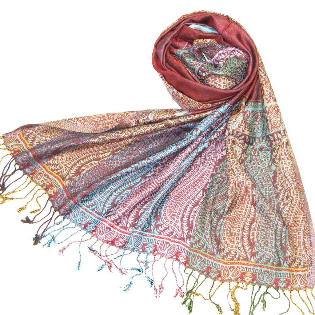 Paisley Scarf with Reversible Stripe